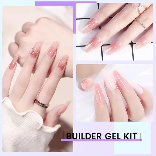 Miniatura 6 de Gel constructor de gel duro para uñas, fuerte y duradero, esculpir en 3D nude para extensión de uñas, 2 onzas (transparente y nude, 1 onza x 2)