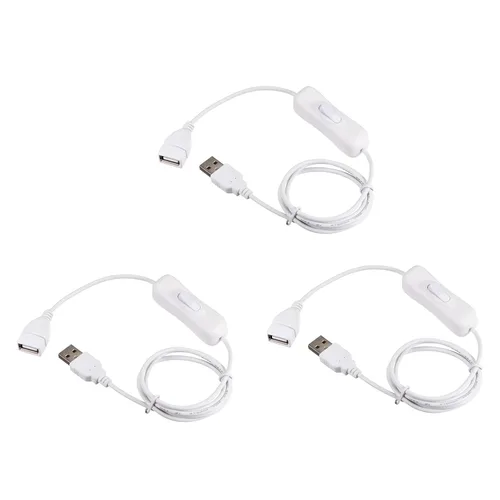 Miniatura 6 de YOKIVE 2 cables USB con interruptor de encendido/apagado, cable de extensión macho a hembra, desgaste reducido, ideal para el hogar, estudio