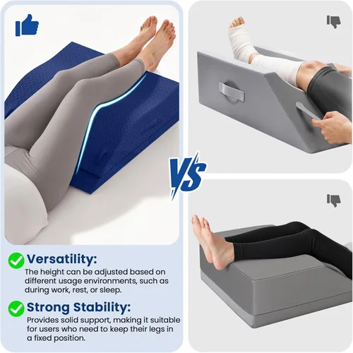 Miniatura 7 de Almohadas de elevación para piernas después de cirugía, almohada de cuña ajustable de espuma viscoelástica para lesiones o descanso, almohada