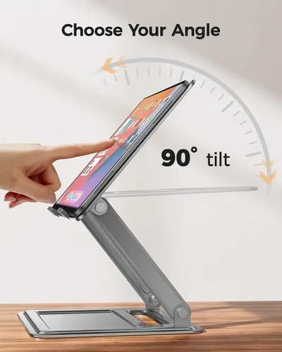 Miniatura 3 de LORYERGO Soporte ajustable para laptop, portátil para portátiles de 17.3 pulgadas, soporta hasta 17.6 libras, postura ergonómica y disipación de Gris
