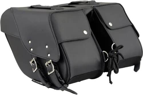 Miniatura 7 de Milwaukee Leather SH66901ZB - Alforjas medianas de PVC negro con 2 correas, colocación por encima, con ribetes reflectantes - Talla única
