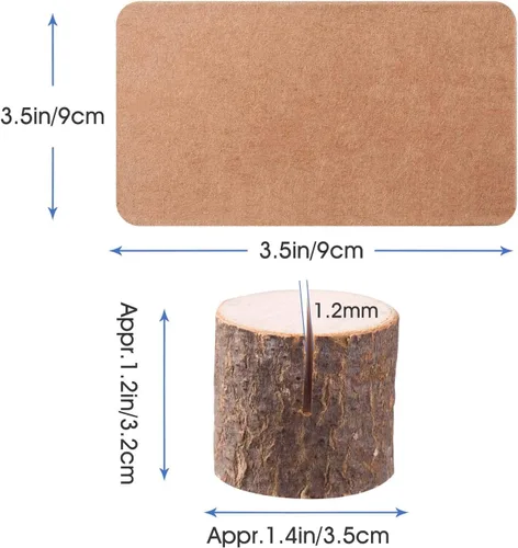Miniatura 2 de Toncoo Tarjeteros de madera para colocar en madera, 30 soportes rústicos de alta calidad para números de mesa y 30 tarjetas de mesa de papel