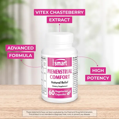 Miniatura 2 de SuperSmart - Comodidad premenstrual (fórmula avanzada) - Suplemento Vitex Chasteberry para mujeres - Vitex Agnus-Castus y vitamina B6 Sin OMG
