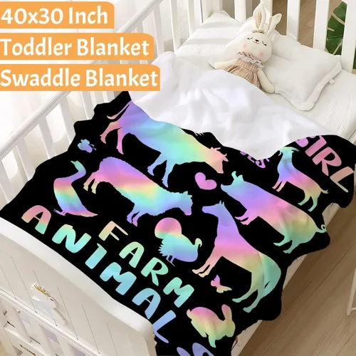 Miniatura 3 de Manta con diseño de animales de granja, regalo para niños y niñas, amantes de los animales de granja, adorable diseño de animales, súper suave