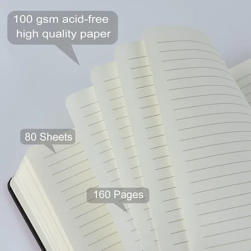 Miniatura 3 de Coopay Paquete de 6 cuadernos A5 a granel, 160 páginas, papel grueso de 3.53 oz/yd², 8.3 x 5.5 pulgadas, tapa dura con forro de cuero