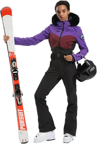 Miniatura 65 de GSOU SNOW Traje de esquí para mujer, traje de nieve de una pieza, para snowboard, delgado, aislante, impermeable, resistente al viento