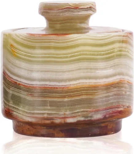 Miniatura 10 de MARBLOUS KRAFTS Bodega de sal de mármol con tapa, soporte de sal marinara de 3 pulgadas para mostrador, caja de sal y recipiente de sal de piedra