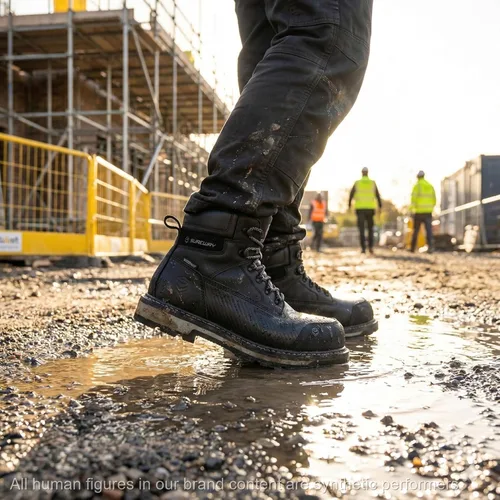 Miniatura 2 de SUREWAY Botas de trabajo para hombre de 6 pulgadas, impermeables, suaves/compuestas, cuero de caballo loco resistente, con cordones antideslizantes
