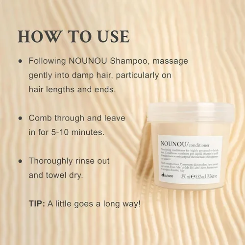 Miniatura 4 de Davines NOUNOU/Conditioner, Nourishing & Repairing Formula for Damaged, Processed or Brittle Hair - Restores Body & Shine with Lupin - Untangles &