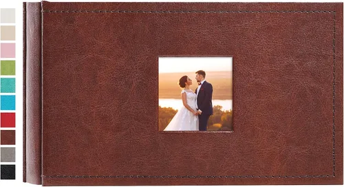 Miniatura 24 de potricher Álbum de fotos pequeño de 4 x 6 pulgadas, 200 fotos, cubierta de cuero, libro de fotos con 200 bolsillos horizontales para familia, boda