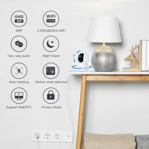 Miniatura 2 de Cámara de seguridad interior ARENTI 5G, cámara para mascotas de 4MP con altavoz para perros/gatos, monitor de bebé con aplicación para teléfono