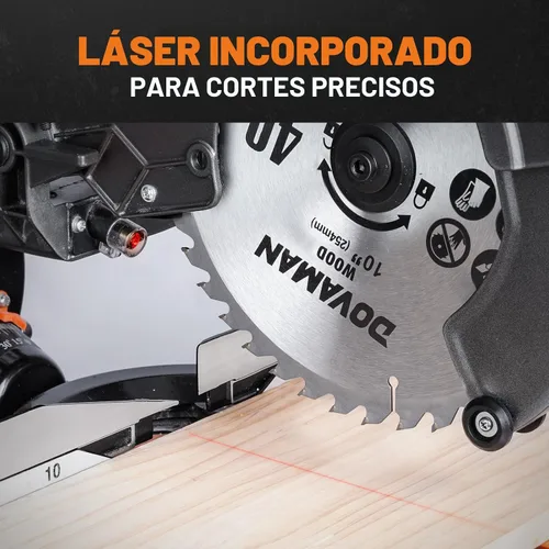 Miniatura 6 de DOVAMAN Sierra de inglete deslizante actualizada de 10 pulgadas, corte multimaterial con 3 cuchillas TCT, operación ambidiestra, velocidad