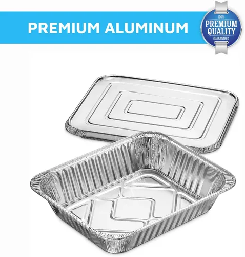 Miniatura 6 de MontoPack Bandejas de aluminio de lámina de 9 x 13, tamaño medio, con tapas [Paquete de 20] Latas para chafar de tamaño estándar premium