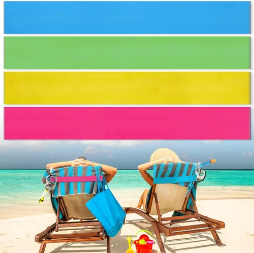 Miniatura 32 de Boao 4 paquetes de bandas de toalla para silla de playa, esenciales para piscina y crucero, elásticas y resistentes al viento, clips para toallas