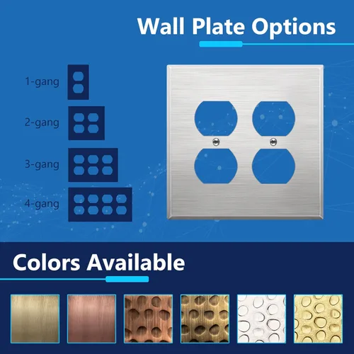 Miniatura 4 de LIDER Placa de pared de metal para receptáculo doble dúplex, resistente a los impactos/corrosión, cubierta de salida de metal, acero inoxidable 430