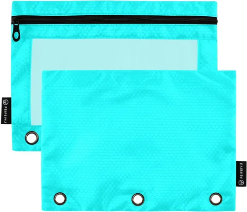 Miniatura 13 de Gredecor Estuche para lápices con 3 anillos con cremallera negra, paquete de 2 unidades, organizador de carpetas transparentes para ventana escolar