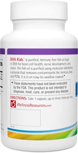 Miniatura 3 de Wellness Resources DHA Kids - Omega 3 sin azúcar para niños - Aceite de pescado sin mercurio - Suplemento de salud cerebral y suplemento