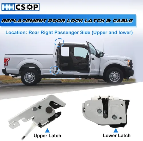 Miniatura 2 de Pestillo de bloqueo de puerta trasera y cable derecho del lado del pasajero para Ford F150 2004 2005 2006 2007 2008 Pastilla de cabina extendida
