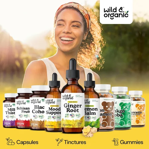 Miniatura 5 de Wild & Organic Gotas líquidas de extracto de jengibre, apoyo inmunológico y digestivo, suplemento líquido de raíz de jengibre, tintura vegana, sin