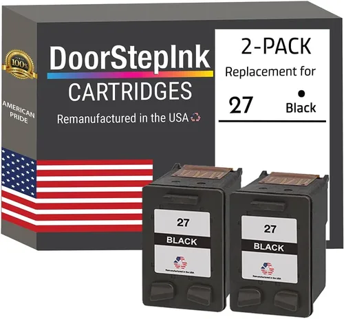 DoorStepInk Cartucho de tinta de repuesto para HP 27 (C8727A) negro paquete doble para impresoras HP DeskJet 3320, 3322, 3420, 3425, 3450