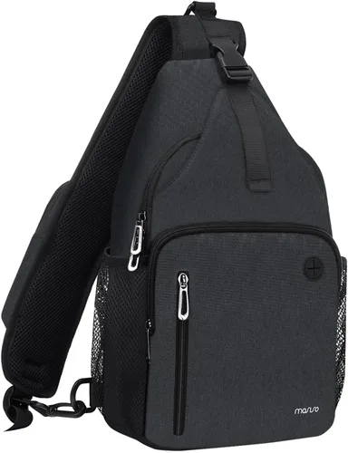 Miniatura 21 de MOSISO Mochila tipo bandolera, bolsa de hombro cruzada, bolsa de viaje para senderismo, bolsa de pecho con bolsillo frontal cuadrado y puerto