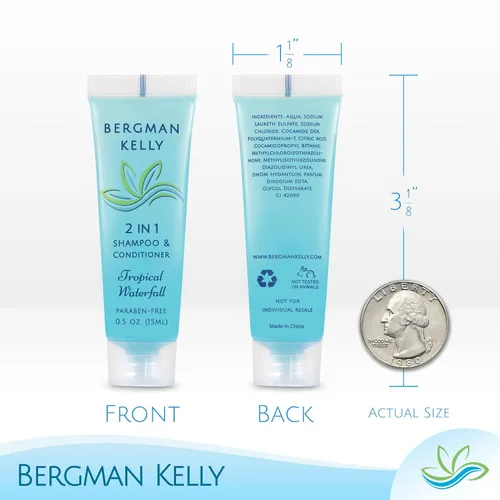 Miniatura 5 de Bergman Kelly - Champú y acondicionador 2 en 1 tamaño viaje - 0.5 fl oz, 200 PK, cascada tropical - Deleite a sus invitados con amenidades de champú
