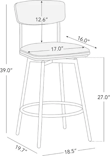 Miniatura 3 de CHITA Juego de 2 taburetes giratorios de bar tapizados de tela, altura del asiento de 27 pulgadas, marco de metal y madera, color crema