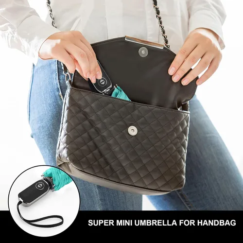 Miniatura 12 de LEAGERA Paraguas de viaje compacto para bolso, mango plano, impermeable para lluvia ligera