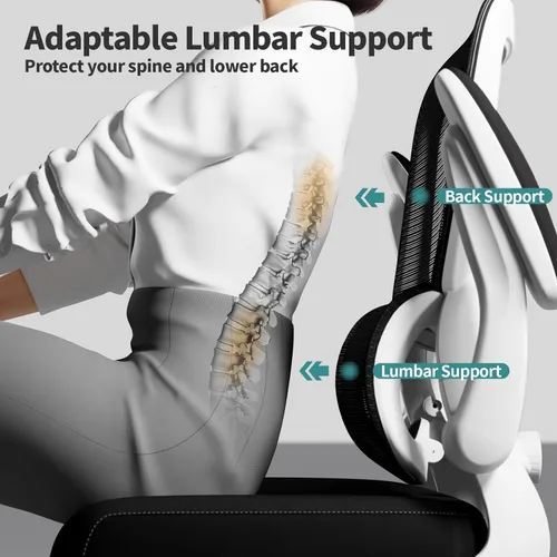 Miniatura 6 de TRALT Silla de oficina – Silla de escritorio ergonómica con soporte lumbar ajustable, silla de computadora de malla, sillas ejecutivas para oficina