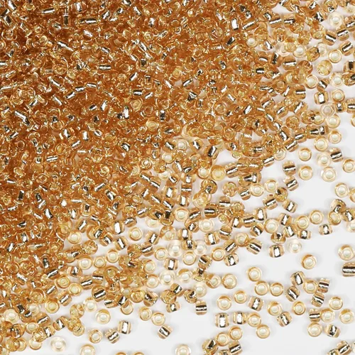 Miniatura 64 de Cuentas de semillas doradas transparentes de 4 mm al por mayor para hacer joyas, 110 gramos, aproximadamente 1600 piezas, cuentas de vidrio 6/0