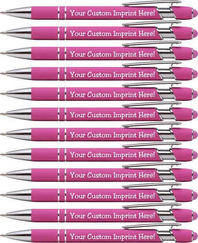Miniatura 13 de ExpressDesigns™ - Bolígrafos personalizados premium con lápiz óptico Ráfaga de color Bolígrafos personalizados con nombre impreso de metal suave