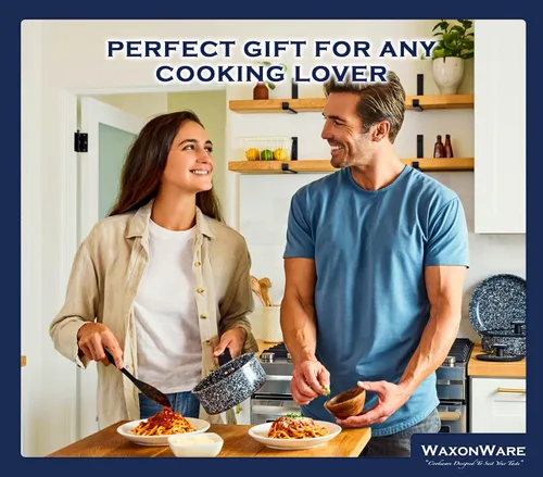 Miniatura 4 de Waxonware Juego de utensilios de cocina antiadherentes, juego de ollas y sartenes de granito antiadherentes, apto para lavavajillas y 100% libre