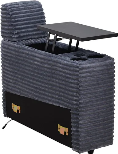 Miniatura 15 de ORRD Consola de almacenamiento multifuncional con soportes dobles para tazas, mesa, estación de carga USB para sofá modular seccional para sala
