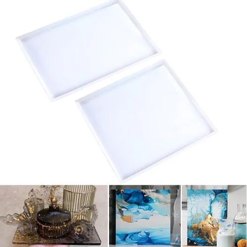 Miniatura 9 de Moldes grandes de resina de silicona, 3 moldes de resina de geoda de ágata, incluye 2 moldes cuadrados para posavasos cuadrados, molde rectangular