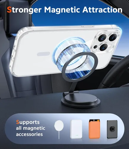 Miniatura 1042 de FNTCASE Funda para iPhone 13 Pro-Max: Fundas magnéticas transparentes compatibles con Magsafe Slim anti amarillamiento protección contra caídas