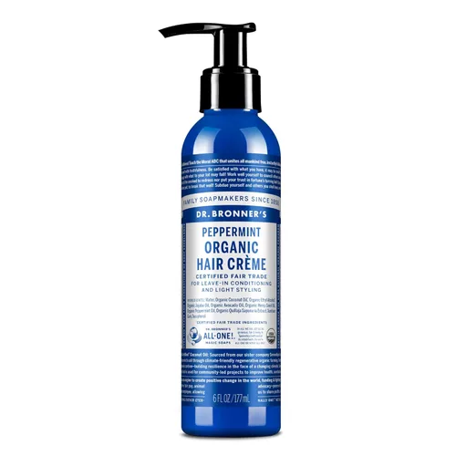 Dr. Bronner's Crema orgánica para el cabello, acondicionador sin enjuague, crema antiencrespamiento, producto para el cabello para mujeres y