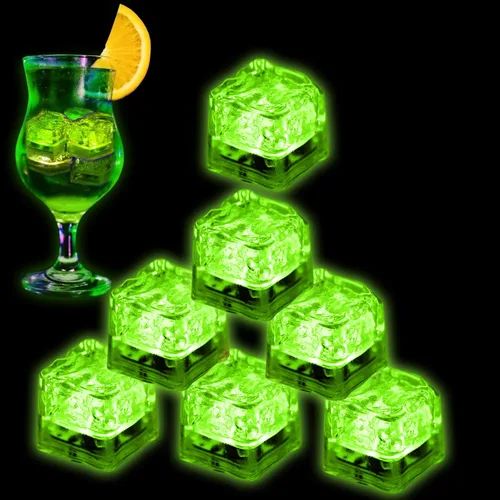 Miniatura 11 de Cubos de hielo iluminados para bebidas, 48 cubos de hielo LED azules activados por líquidos, que brillan en la oscuridad, cubos de hielo