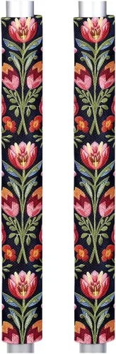 Miniatura 15 de Pardick Juego de 2 cubiertas para manija de puerta de refrigerador, diseño de hoja de limón amarillo lavable, protector decorativo para manija