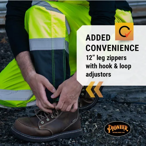 Miniatura 16 de Pioneer Hi Vis Ripstop - Pantalones con peto impermeables para hombre, pantalones reflectantes de seguridad para lluvia