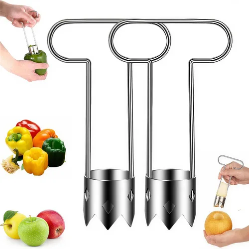 Miniatura 9 de Herramienta de extracción de semillas de pimienta, descorazonador de frutas de acero inoxidable mejorado 2026, cortador de frutas reutilizable, A1