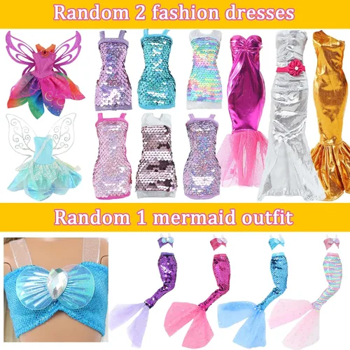 Miniatura 3 de 60 piezas de ropa y accesorios para muñecas, vestidos de boda, tops diarios, pantalones, trajes de baño, bikini, 10 minivestidos, faldas, perchas