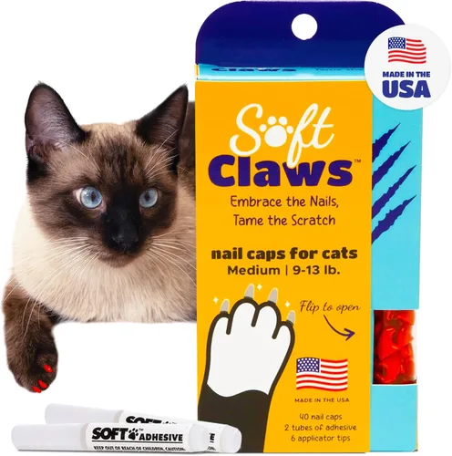 Miniatura 26 de Tapas de uñas Soft Claws para gatos pequeños – (40 tapas, negro) - Fabricado en EE. UU. - Desarrollado por veterinarios, no tóxico Protege muebles
