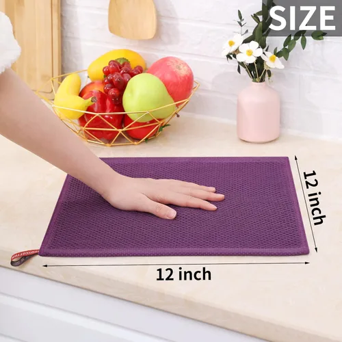 Miniatura 67 de Homaxy Trapos de cocina de 100% algodón, tejido de punto gofre, ultrasuaves, absorbentes y de secado rápido, 12 x 12 pulgadas, paquete de 6, blanco