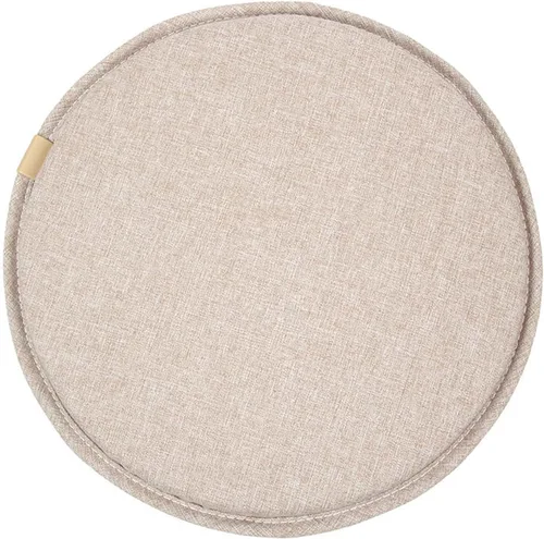 Cojín de asiento redondo con lazos, funda de cojín transpirable de 12 pulgadas, cojín de tatami, cojín para silla de cocina, hogar, oficina con Beige