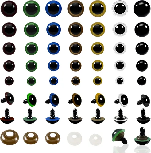 TOAOB - Juego de 140 ojos de seguridad para crochet, colores surtidos, ojos de manualidades de 0.394 in a 0.709 in, juego de ojos de seguridad con