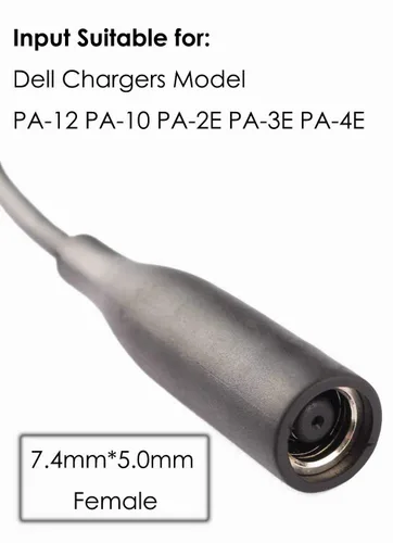 Adaptador de punta Cable convertidor de 7,4 a 0.177 in para Dell Laptop Fuente de alimentación 30w 40w 45w 65w 90w 120w 135w D5g6m 0d5g6m M3800 XPS