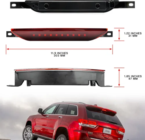 Miniatura 6 de Tercera luz de freno LED de repuesto para J-eep Grand Cherokee WK2 2011-2022 LED 3er centro de frenos Lámpara de parada de montaje alto Lente roja