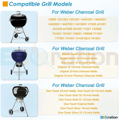 Miniatura 2 de Piezas de repuesto para rueda de parrilla Weber de 22 pulgadas para parrilla de carbón de 22 pulgadas 741001, 14401001, rueda de repuesto 65930