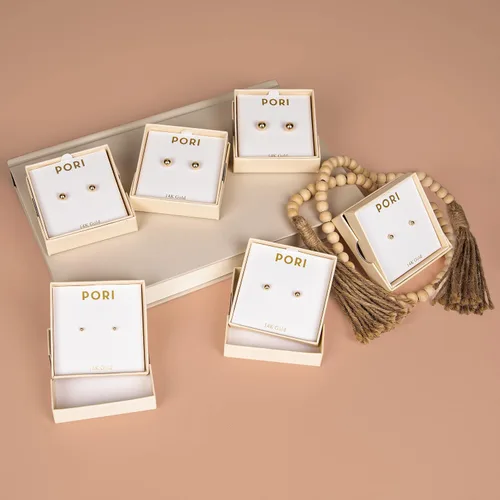Miniatura 4 de Pori Jewelers Premium 14K Gold Ball Stud Earrings - Available in Yellow, Rose & White Gold- Multiple Options Available