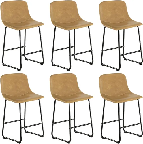 Miniatura 18 de TAVR Furniture Leathaire - Juego de 2 taburetes de tela con altura de mostrador, sillas de isla sin brazos, con capacidad para hasta 500 libras